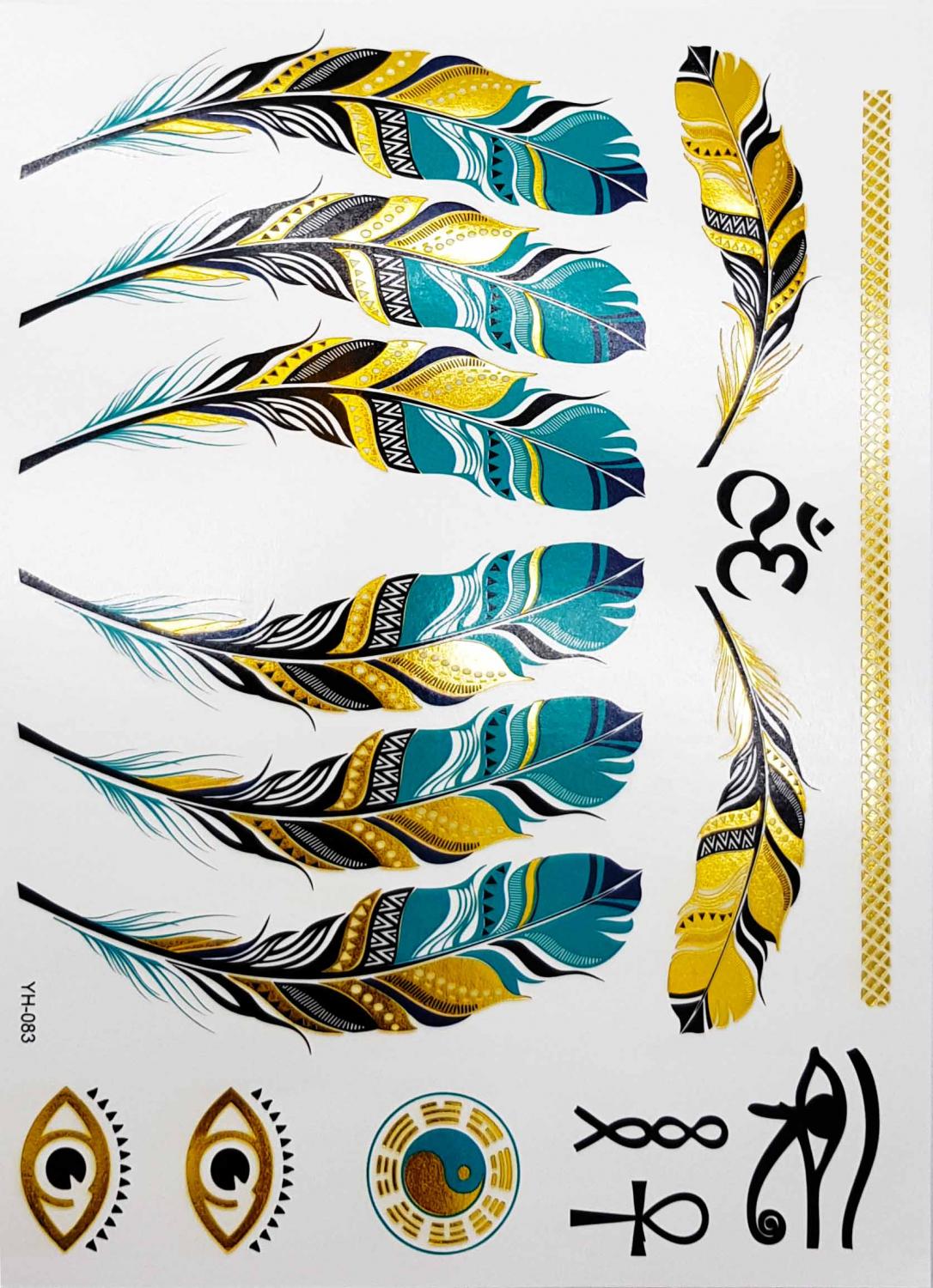 metallisk Tatuering indie feathers and ohm