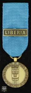 Försvarsmaktens medalj för internationella insatser i brons med bandspänne -LIBERIA-