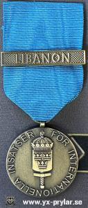 Försvarsmaktens medalj för internationella insatser i brons med bandspänne LIBANON