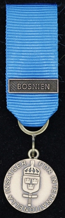 Försvarsmaktens medalj för internationella insatser i brons med bandspänne -BOSNIEN-HERCEGOVINA-