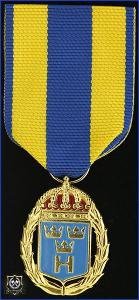 Hemvärnets tjänstgöringsmedalj i guld och emalj med parmonterad siffra för 30 tjänsteår