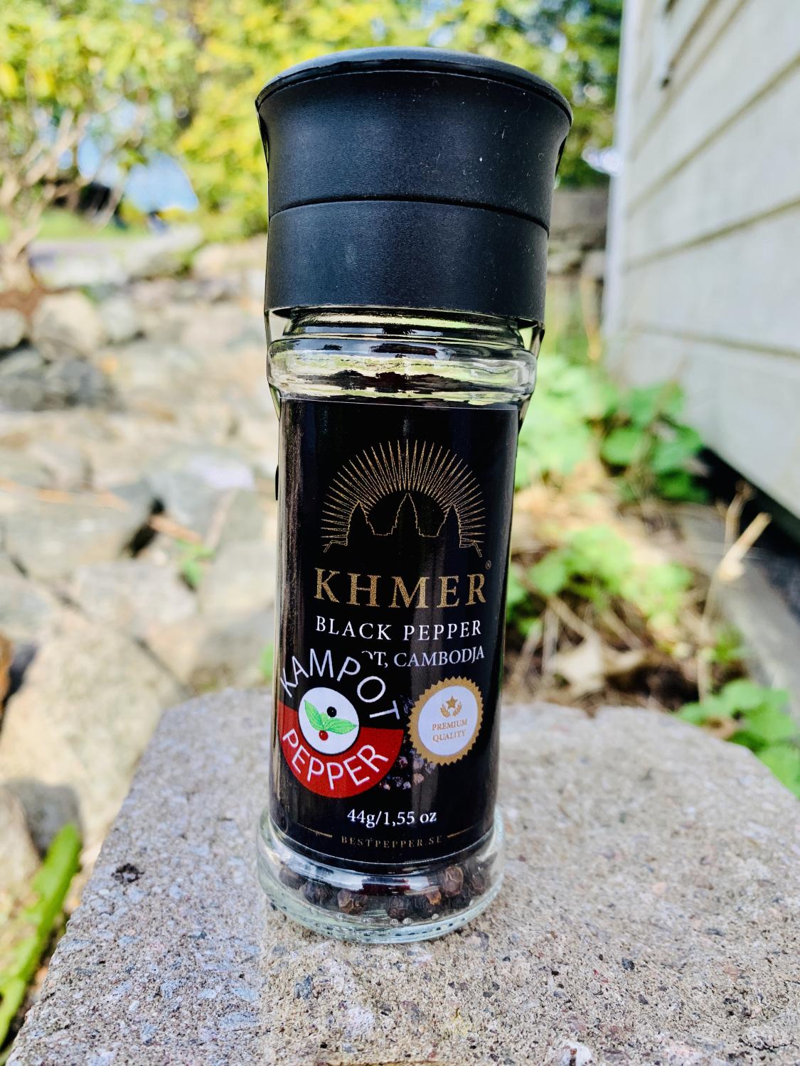 Khmer Kampot Svartpeppar i Glaskvarn 44 gram