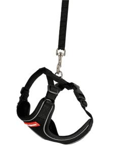 Dogman Air Mesh Cat Harness & Leash Set, Svart