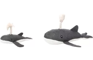 Toy Flipper Whale with rope Grey