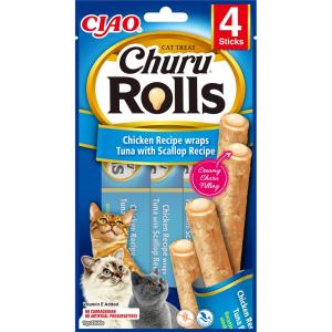 Churu Cat, 10g x 4st  Kyckling-/tonfiskwrap med pilgrimsmussla