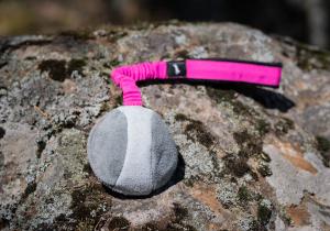 Joy of dog sport bungeechewie ball wool + squeaker pink-black *Förköp - få 10% rabatt