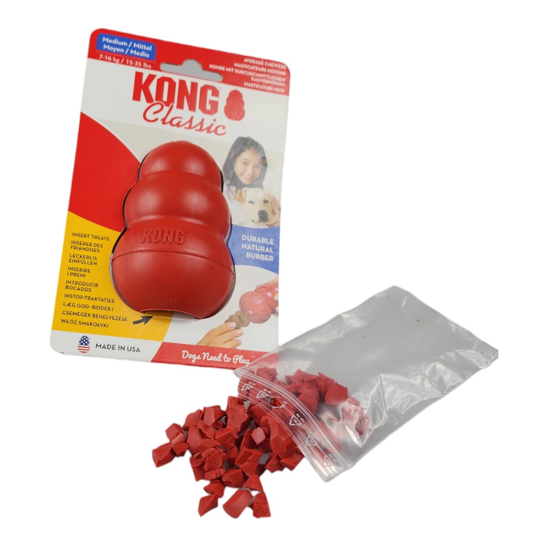 Småbitar av röd kong under 1 cm, ca 100 st bitar