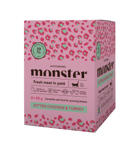Monster Cat Pouches Kitten Chicken/Turkey 85g