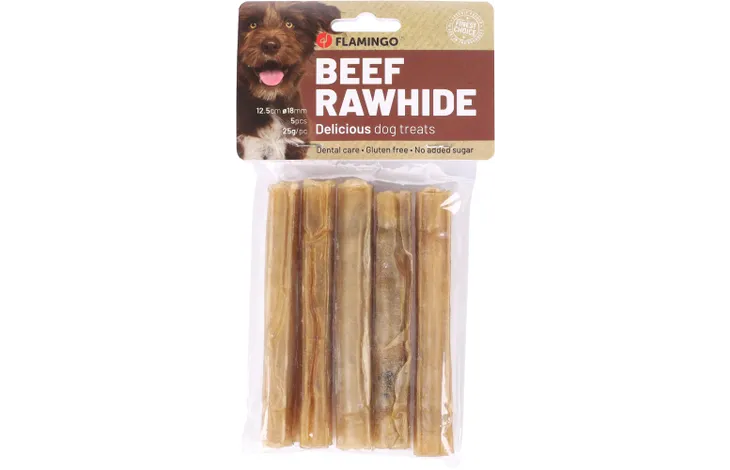 hundtugg av råhud i form av en rulle till hund