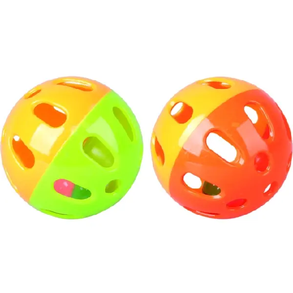 kattleksak, boll av hårdplast med bjällra i mitten