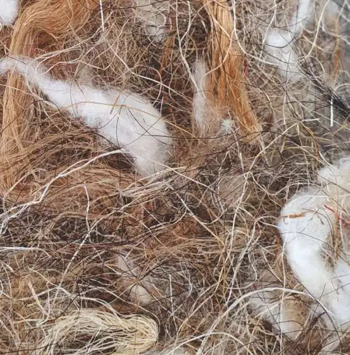 Bomaterial djurhår, hampa, Sisal, Bomull - 100g