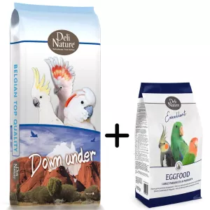 21 - Down Under Papegojblandning Kakadua 15 kg + Parakit och Papegoj Äggfoder 800g