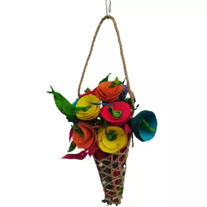 Blombukett fågelleksak i Trä och Sisal