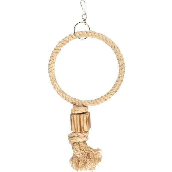 Ring med tofs och träkloss