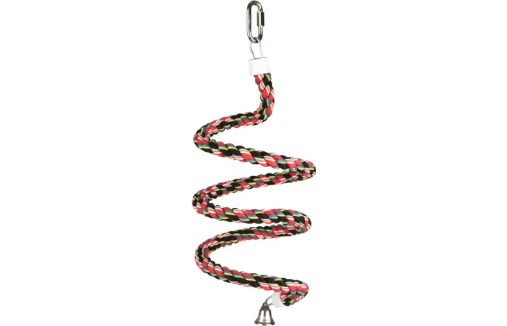 Flexibelt rep i spiral till papegojor och andra fåglar att montera i buren eller voljären