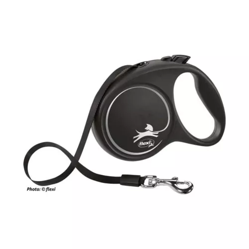 Flexi Black Design rullkoppel band M 5 m svart