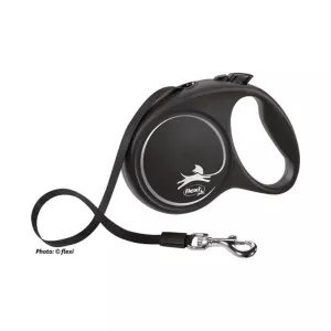 Flexi Black Design rullkoppel band M 5 m svart