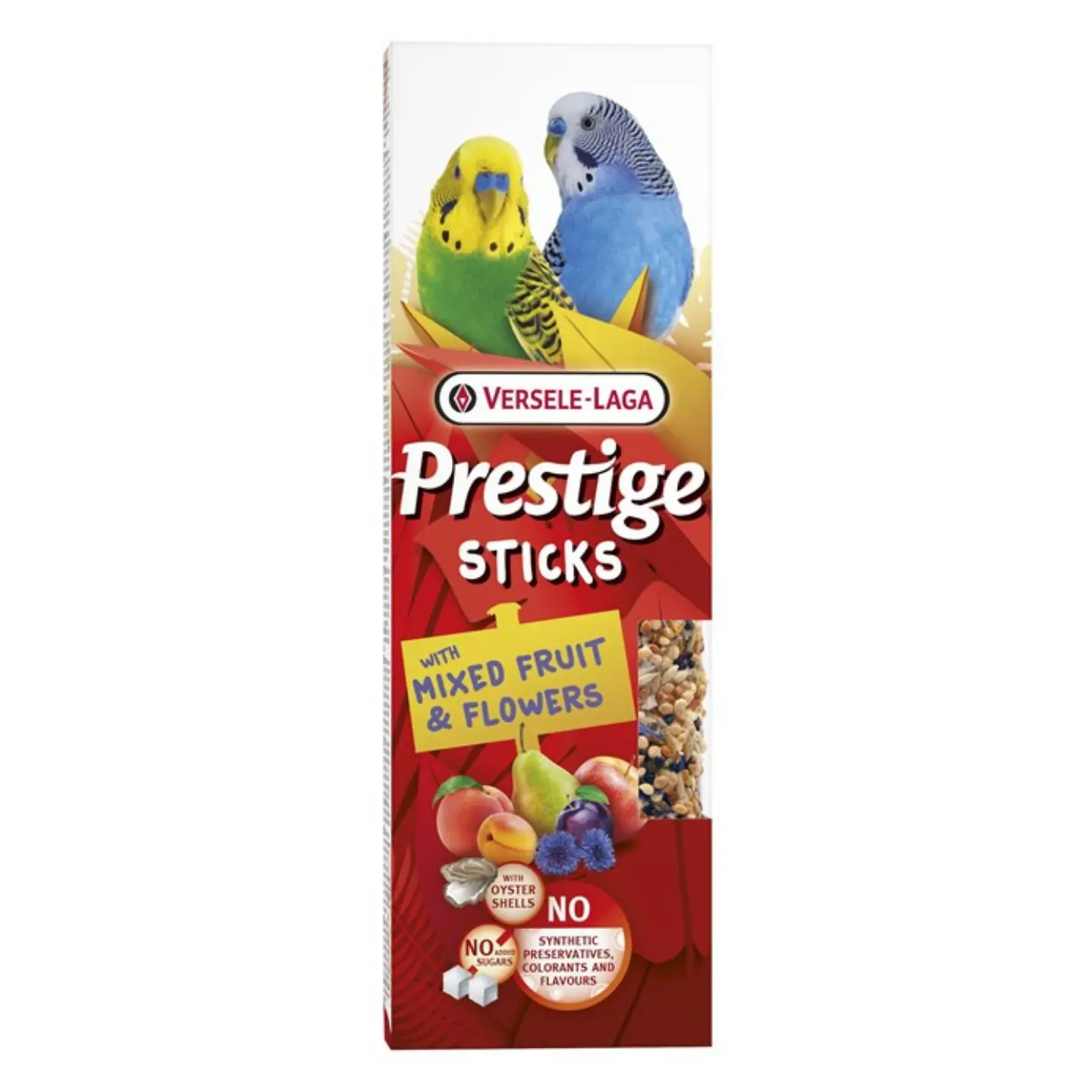 FröSticks till små parakiter med blandad frukt och blåklint