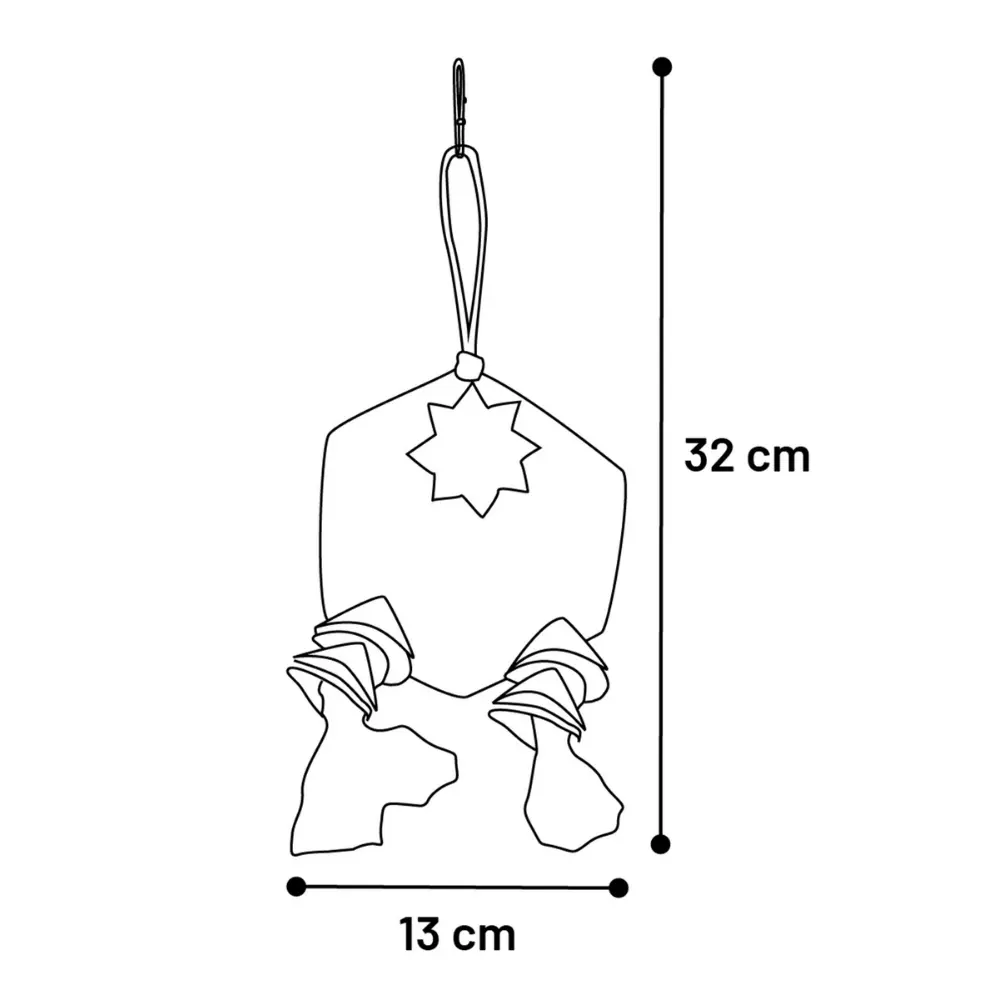 Hängleksak Luz 32 cm med papper, pärlor och tofsar