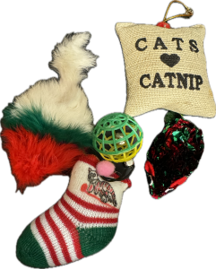 Julstrumpa med 5 kattleksaker