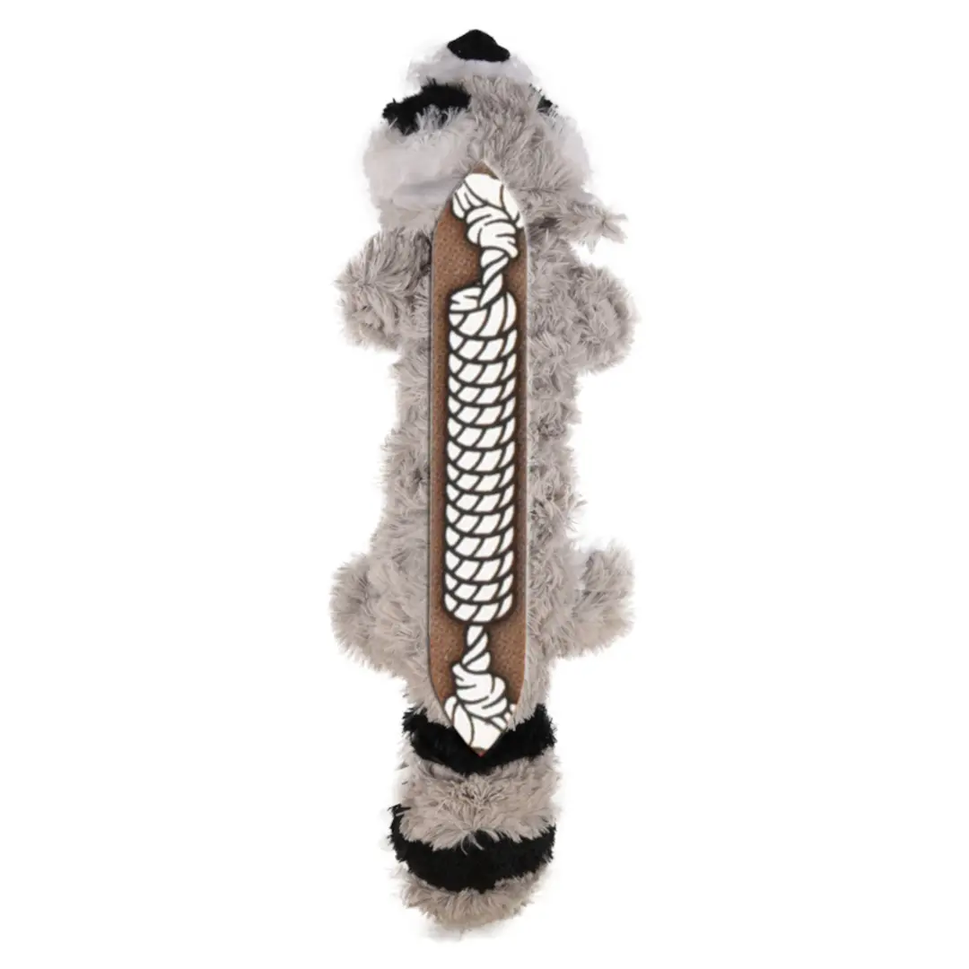 Aktiveringsleksak KONG Knots Scrunch Tvättbjörn med rep Grå 13 × 40 × 6,5 cm