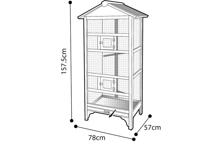 Skiss med burmått på voljären