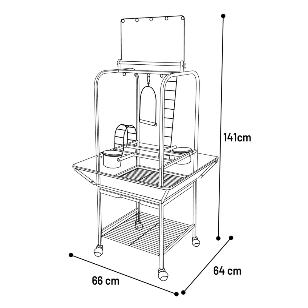 Lekställning i Metall med Stege, Sittpinnar och Skålset - 141cm