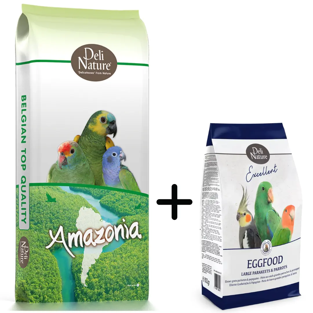 22 - Amazonia Papegojblandning 15 kg + Parakit och Papegoj Äggfoder 800g