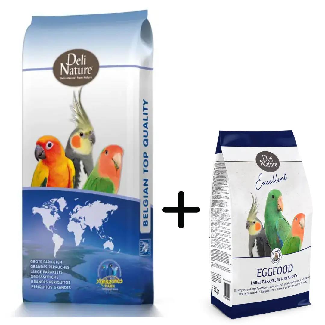 68 - Parakitblandning utan solros 20 kg + parakit och papegoj äggfoder 800g