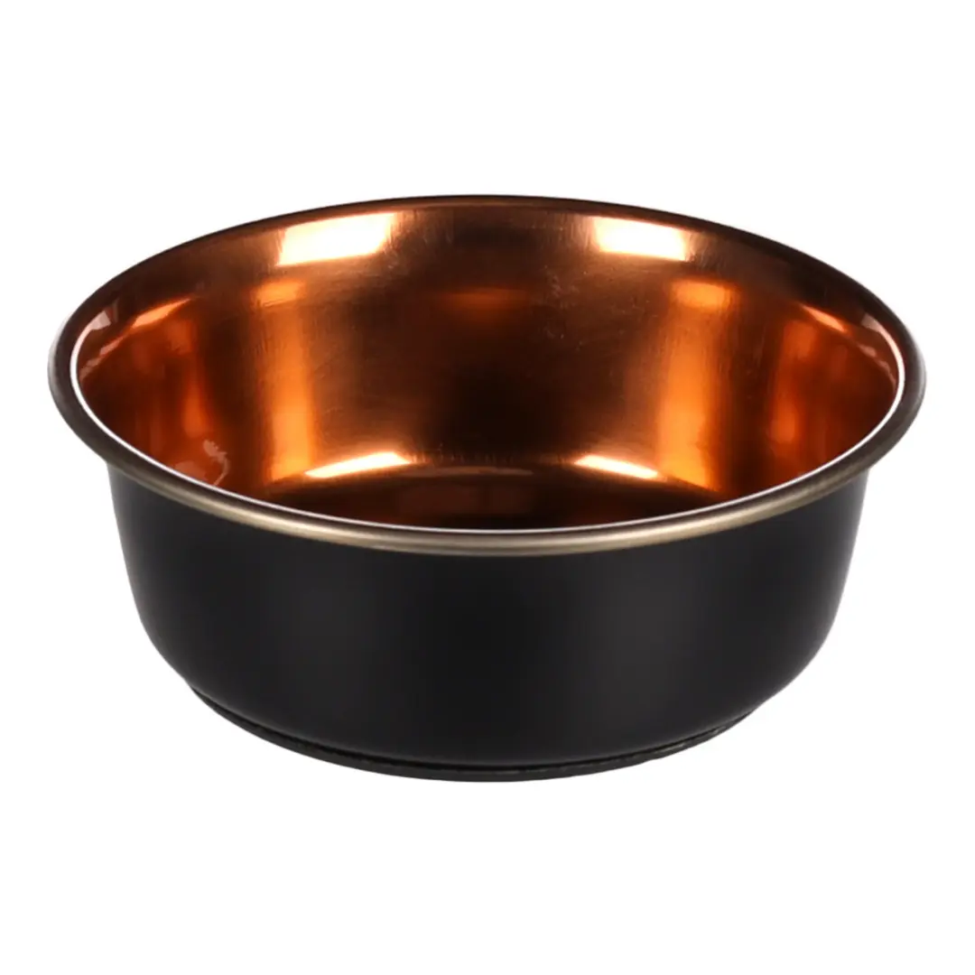 Matskål och vattenskål Ezra Rund Svart och Koppar