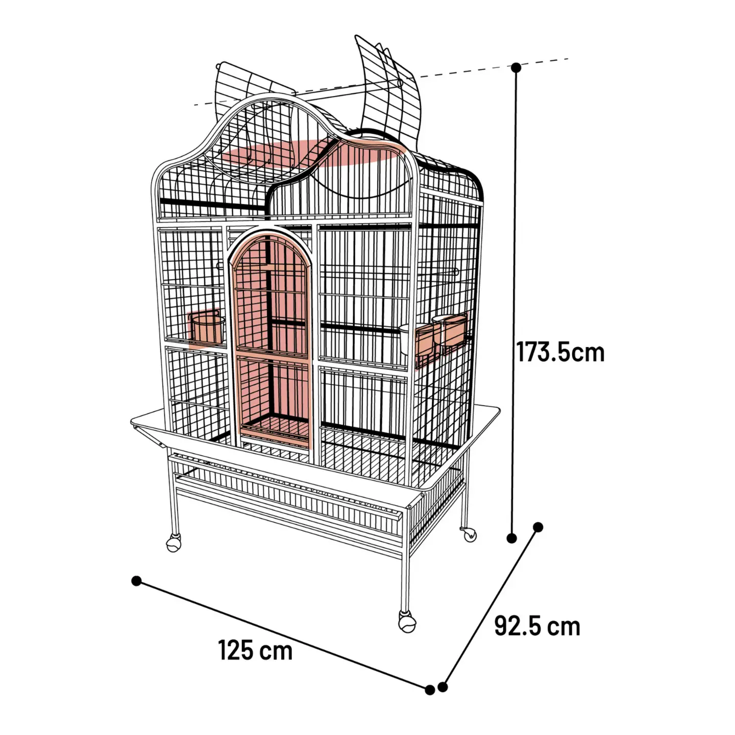 Papegojbur Antracit 125 cm