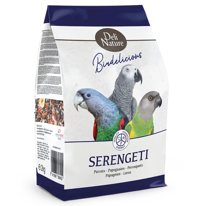Fågel foder serengeti som passar till papegojor med en väldigt fin sammansättning.