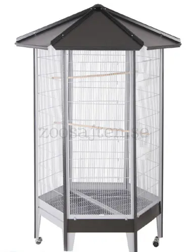 Sexkantig voljär till fåglar