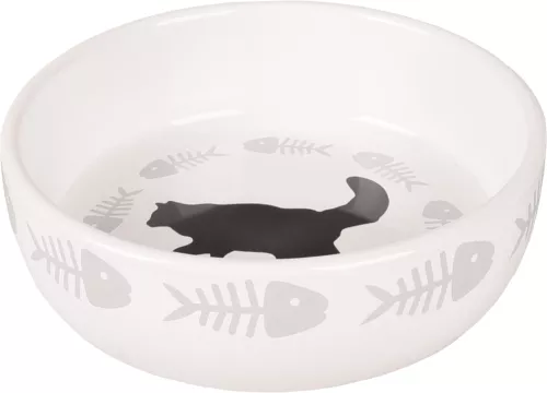 Kattskål svart motiv - Enkel