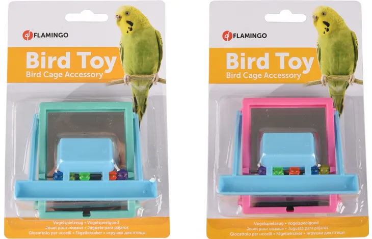 Fågelspegel med sittpinne och kopp – allt i ett