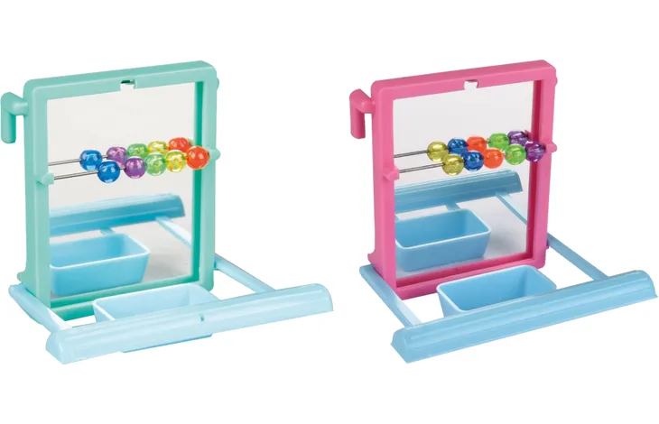 Fågelspegel med sittpinne och kopp – allt i ett