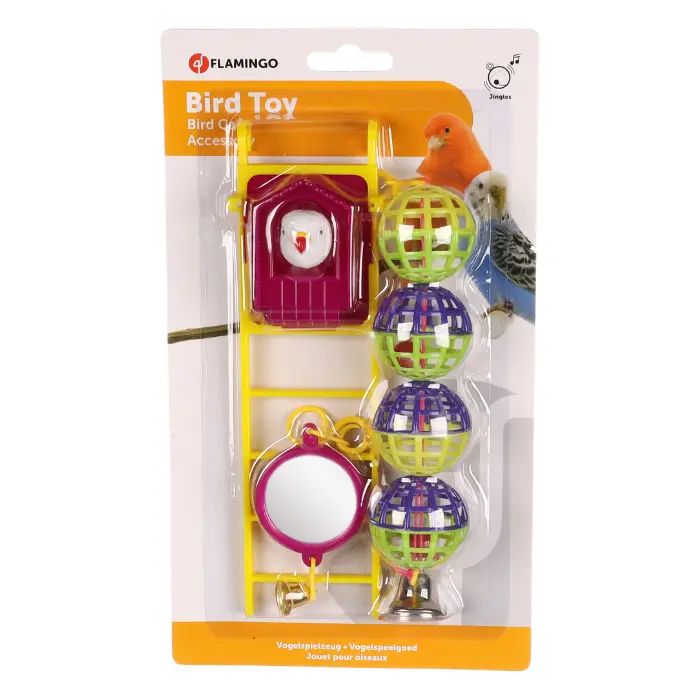 Tre utvalda leksaker till mindre fåglar som undulat, dvärgpapegoja